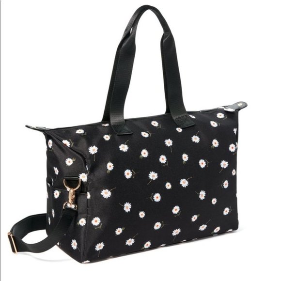 Alice & Olivia Duffel Bag Daisy Print Navy Overnight Travel Shoulder Bag - Picture 3 of 5
